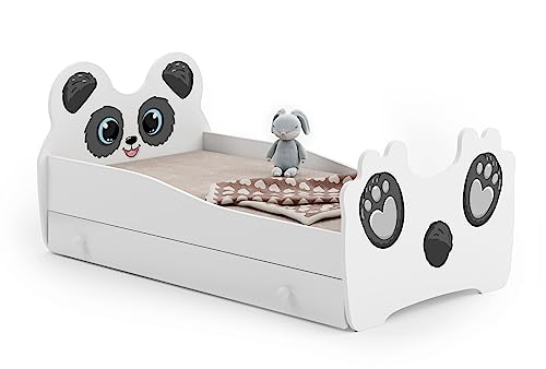 Lit Enfant Chat ou Panda| avec Rangement et Tiroir | 140×70 cm ou 160x80 cm | Lits pour Enfants | avec Un Matelas et Un Cadre