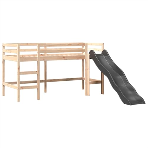 Lit mezzanine enfants avec tour blanc/noir 80x200cm pin massif