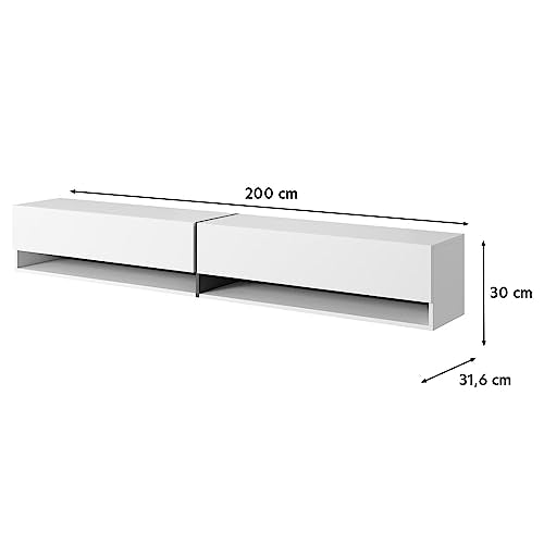 Meuble TV - Buffet - Meuble TV - 200 cm - À suspendre - Marbre blanc doré