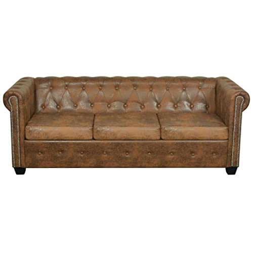 Canapé Chesterfield 2 ou 3 places cuir artificiel marron