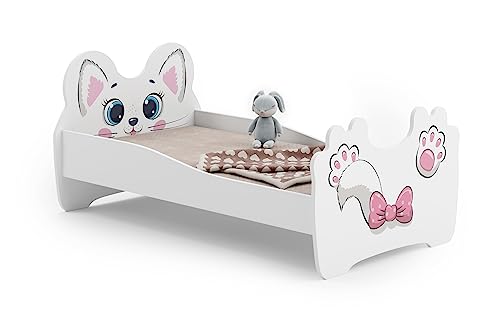 Lit Enfant Chat ou Panda| avec Rangement et Tiroir | 140×70 cm ou 160x80 cm | Lits pour Enfants | avec Un Matelas et Un Cadre