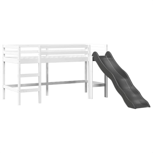 Lit mezzanine enfants avec tour blanc/noir 80x200cm pin massif