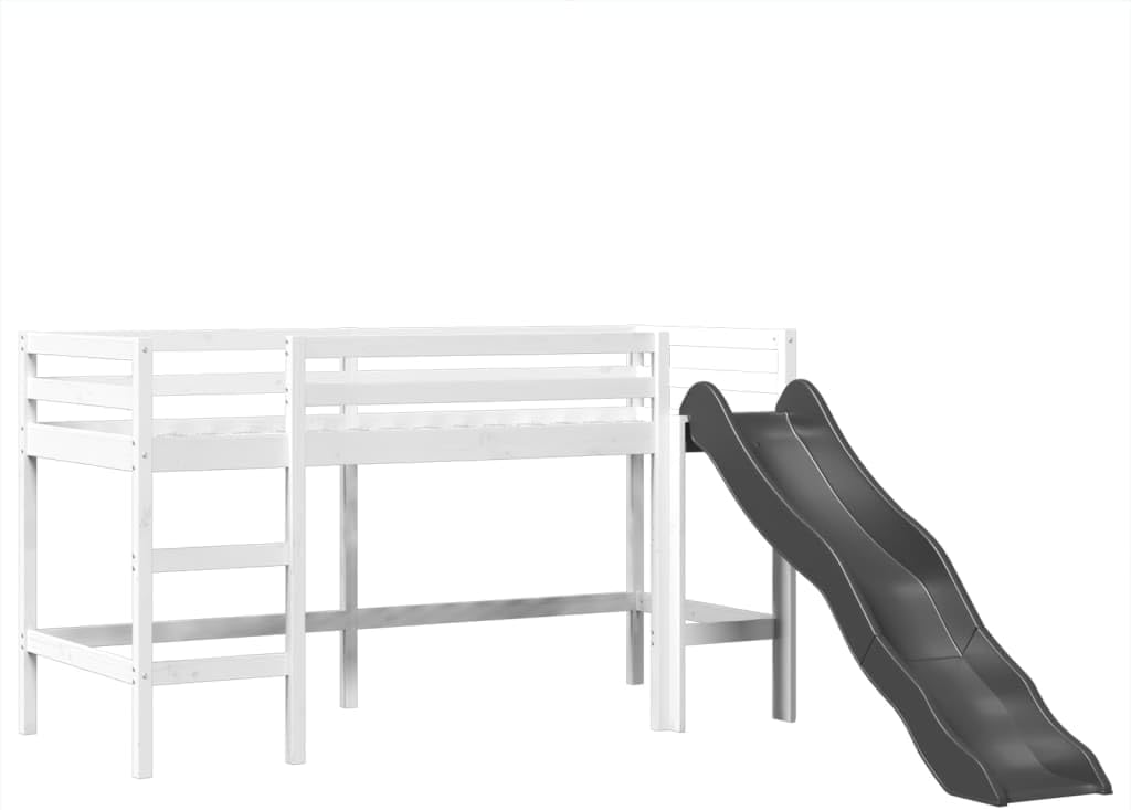 Lit mezzanine enfants avec tour blanc/noir 80x200cm pin massif