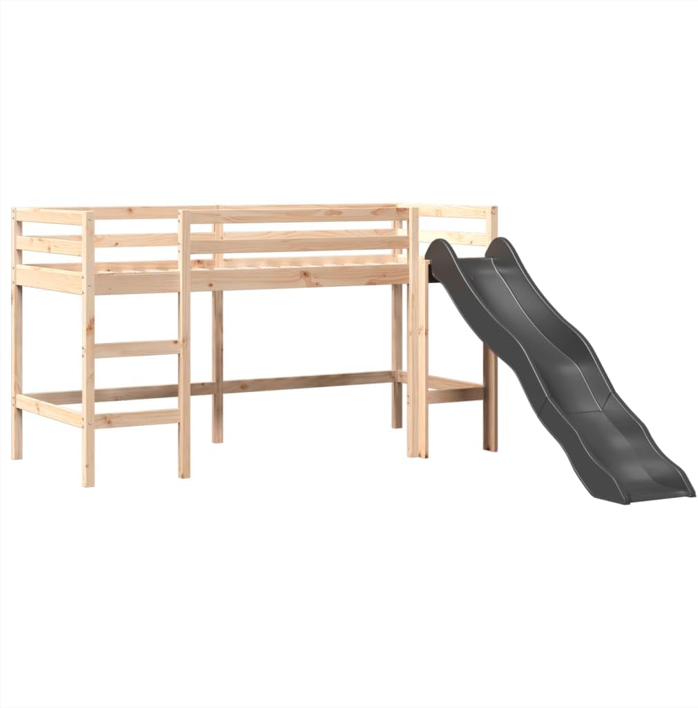 Lit mezzanine enfants avec tour blanc/noir 80x200cm pin massif