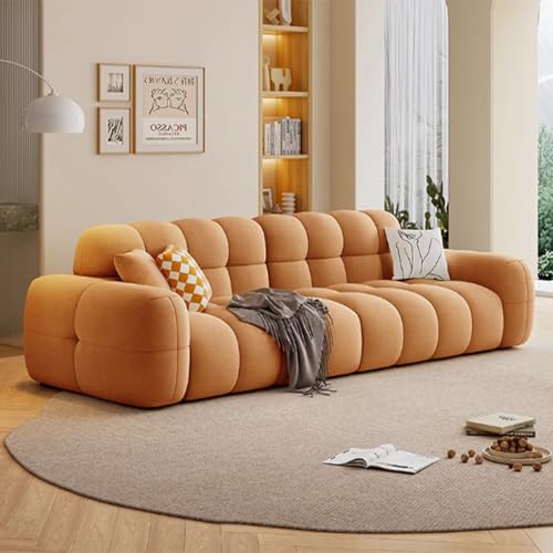 Canapé moderne en forme de nuage à bulles, touffeté et confortable, 2 places profondes, élégant en guimauve, pour salon, appartement, chambre à coucher, orange, 3-2 m