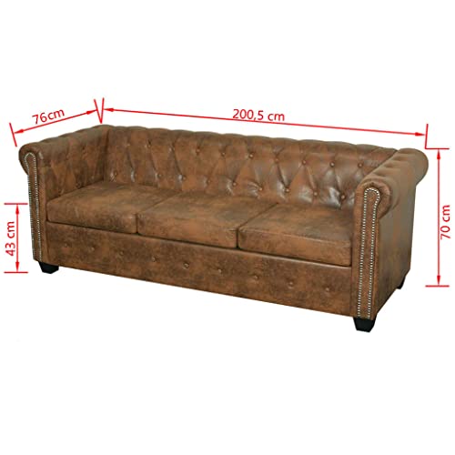 Canapé Chesterfield 2 ou 3 places cuir artificiel marron