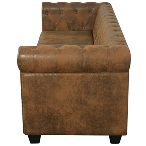 Canapé Chesterfield 2 ou 3 places cuir artificiel marron