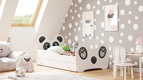 Lit Enfant Chat ou Panda| avec Rangement et Tiroir | 140×70 cm ou 160x80 cm | Lits pour Enfants | avec Un Matelas et Un Cadre