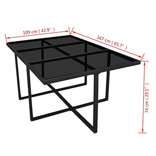 Salon de jardin 34 pièces en polyrotin - 1 table avec plateau en verre, 10 chaises et 20 coussins - Noir