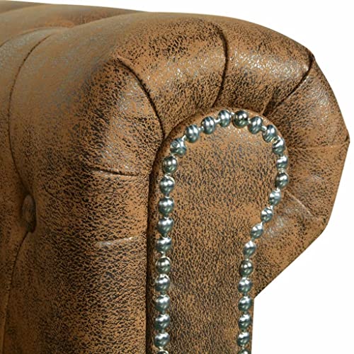 Canapé Chesterfield 2 ou 3 places cuir artificiel marron