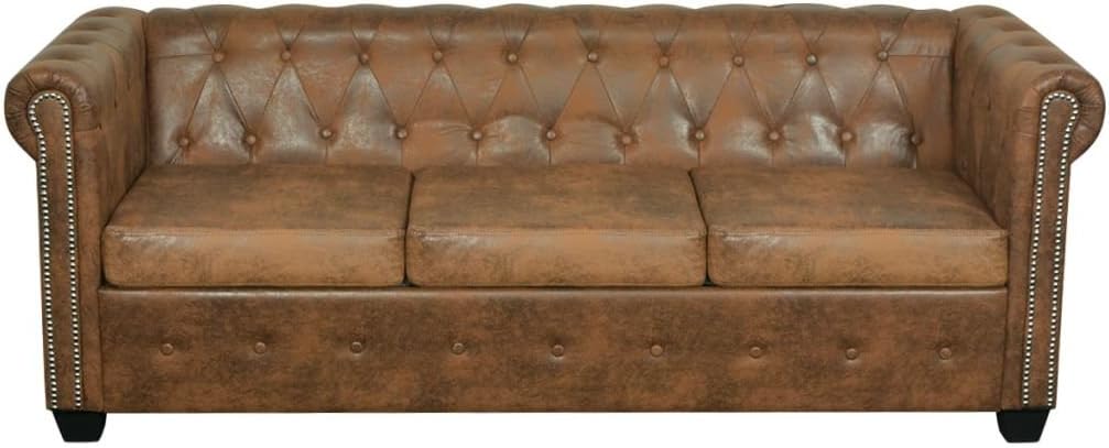 Canapé Chesterfield 2 ou 3 places cuir artificiel marron