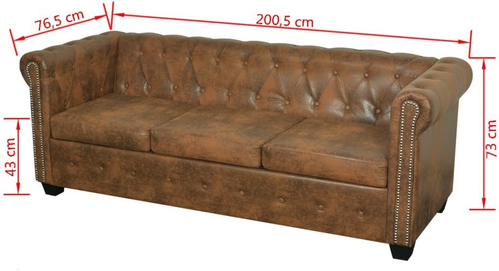 Canapé Chesterfield 2 ou 3 places cuir artificiel marron