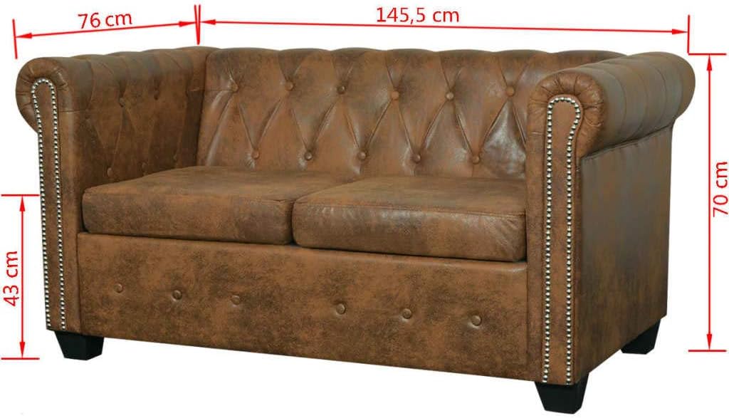 Canapé Chesterfield 2 ou 3 places cuir artificiel marron