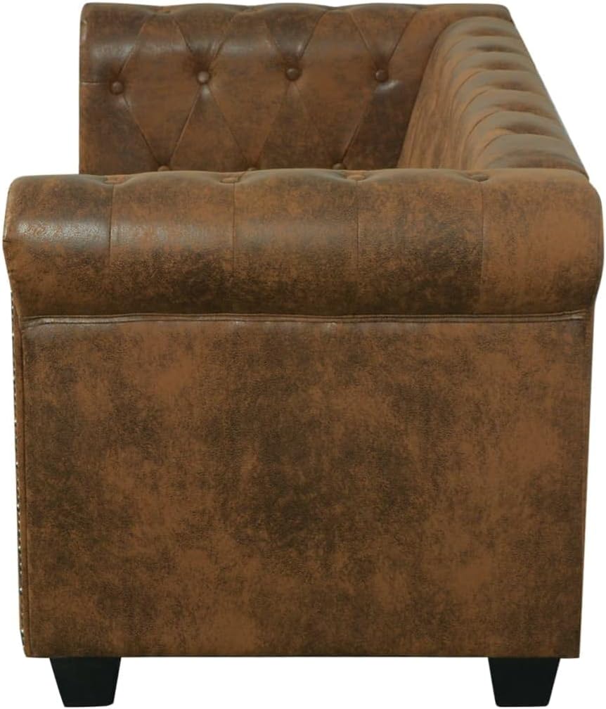 Canapé Chesterfield 2 ou 3 places cuir artificiel marron