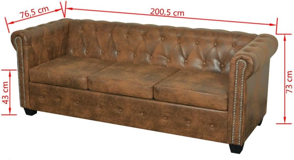 Canapé Chesterfield 2 ou 3 places cuir artificiel marron