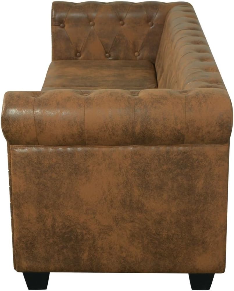 Canapé Chesterfield 2 ou 3 places cuir artificiel marron