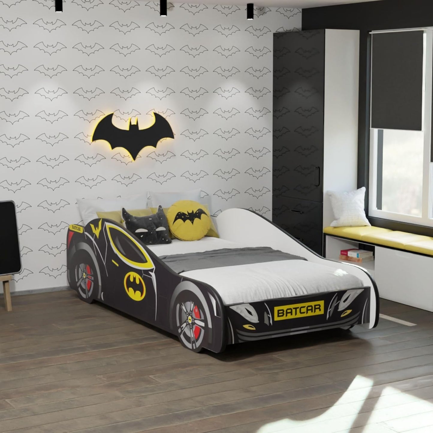 Lit pour enfant BATMAN | avec sommier et matelas | Super Héros | 140x70 |