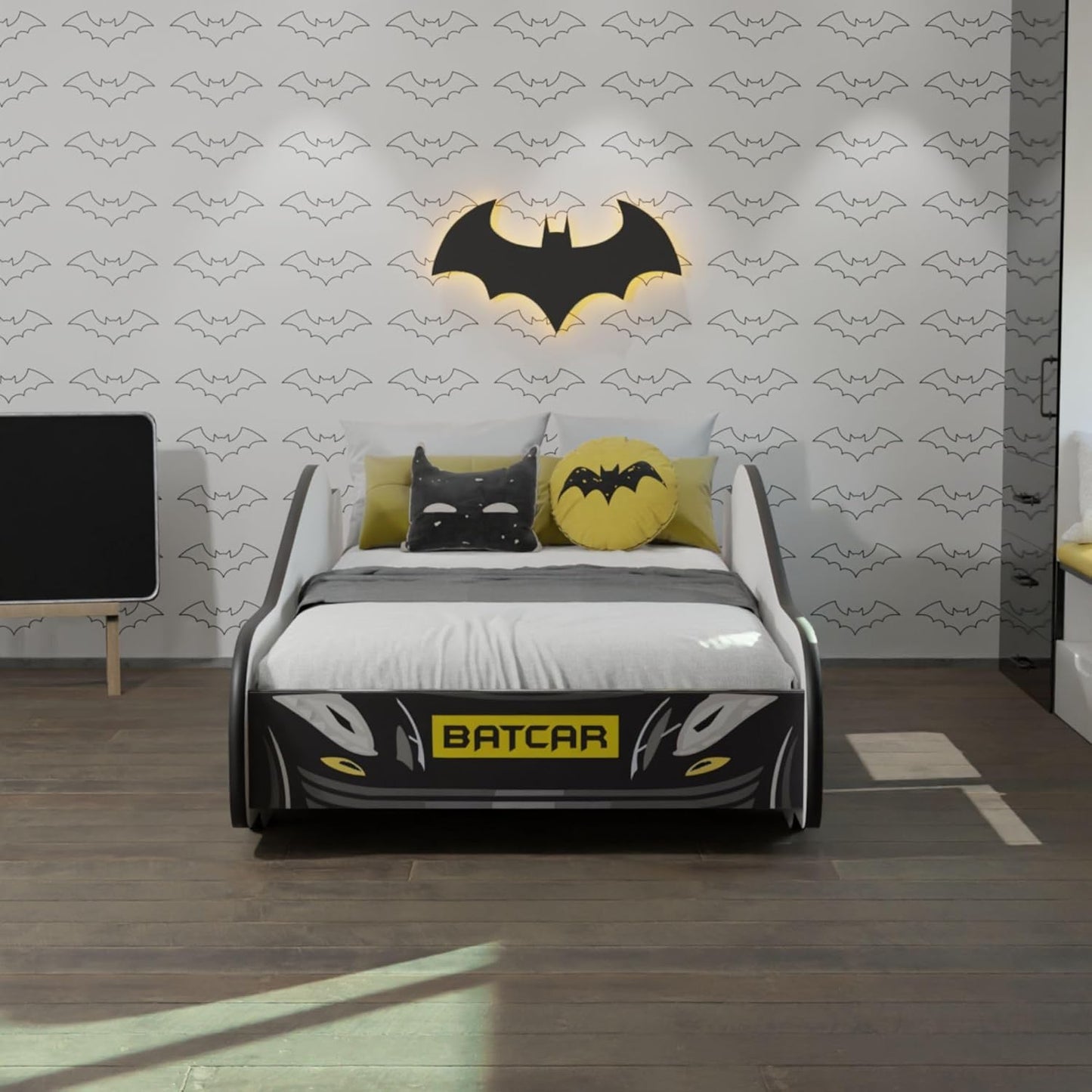 Lit pour enfant BATMAN | avec sommier et matelas | Super Héros | 140x70 |