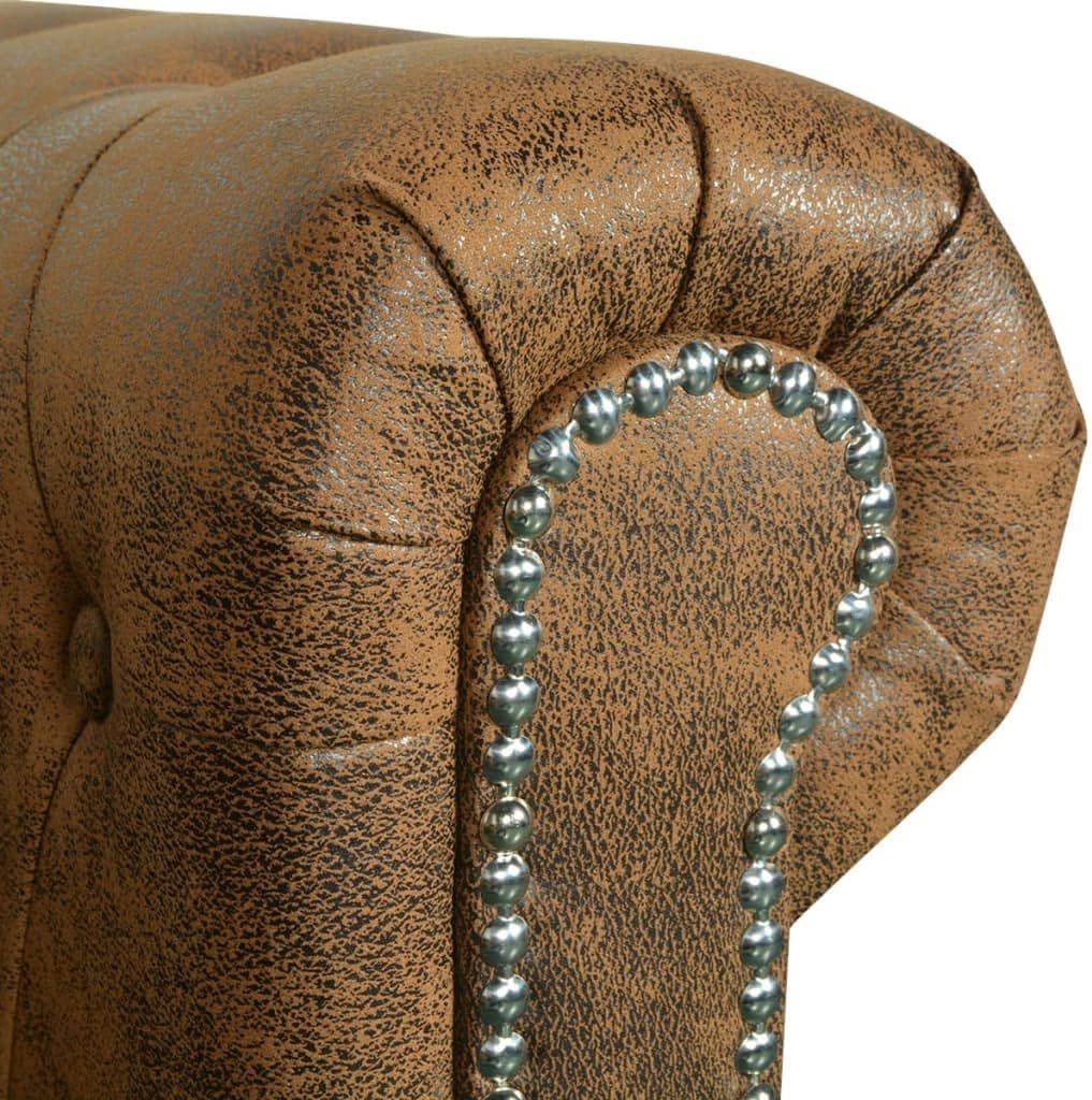 Canapé Chesterfield 2 ou 3 places cuir artificiel marron